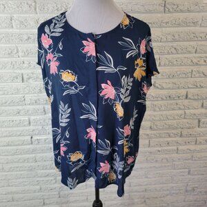 Apt 9 Womens Top XXL Plus Sleeveless Blue Floral Polyester Lightweight FLO195E